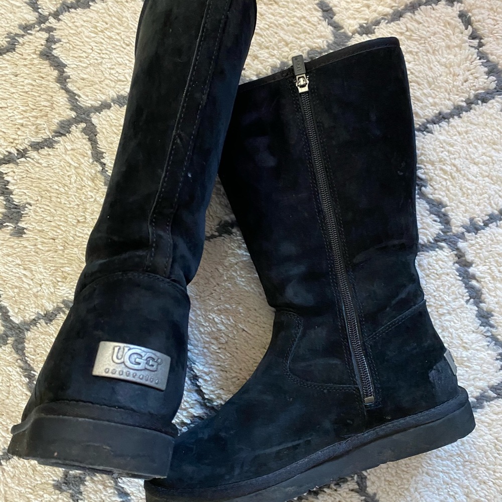 Black Suede Ugg Boots Size 8 Like New - image 2